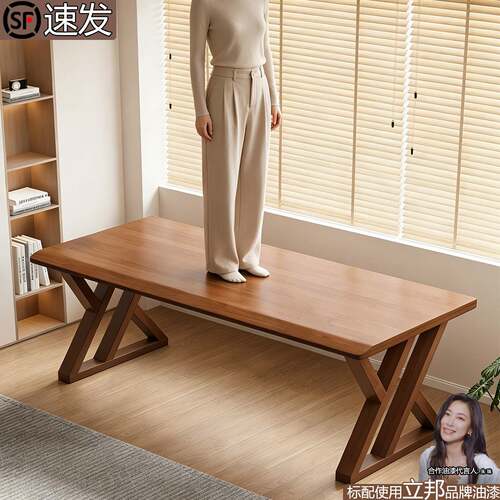 实木电脑桌台式双人电竞桌卧室家用办公桌学生书桌长条桌子工作台