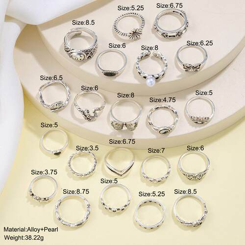 Rings set 21 pieces覆古蝴蝶爱心女式戒指组套21件套关节戒女
