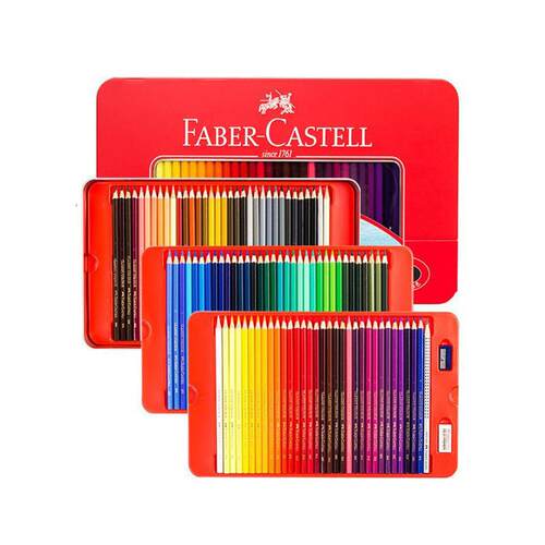 德国辉柏嘉城堡100色油性彩色铅笔学生艺术绘画彩铅红铁盒