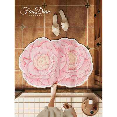 美国红玫瑰浴室地板垫硅藻泥耐污吸水垫防滑脚垫浴室门地毯