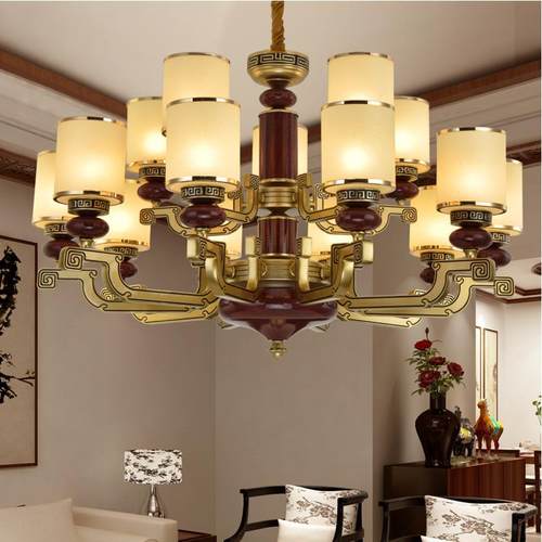 原仿木中式吊灯锌合金家居酒红色灯饰样板房吊灯客厅卧室质感灯具