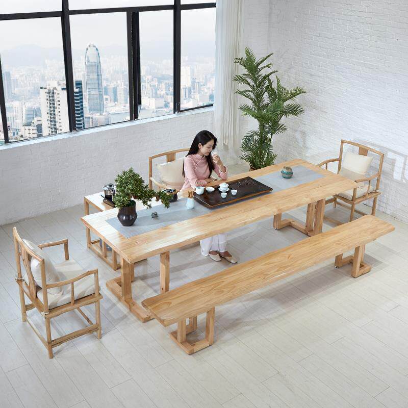 新中式客厅全实木泡茶桌椅组合 会客办公泡茶台 家用待客泡茶桌