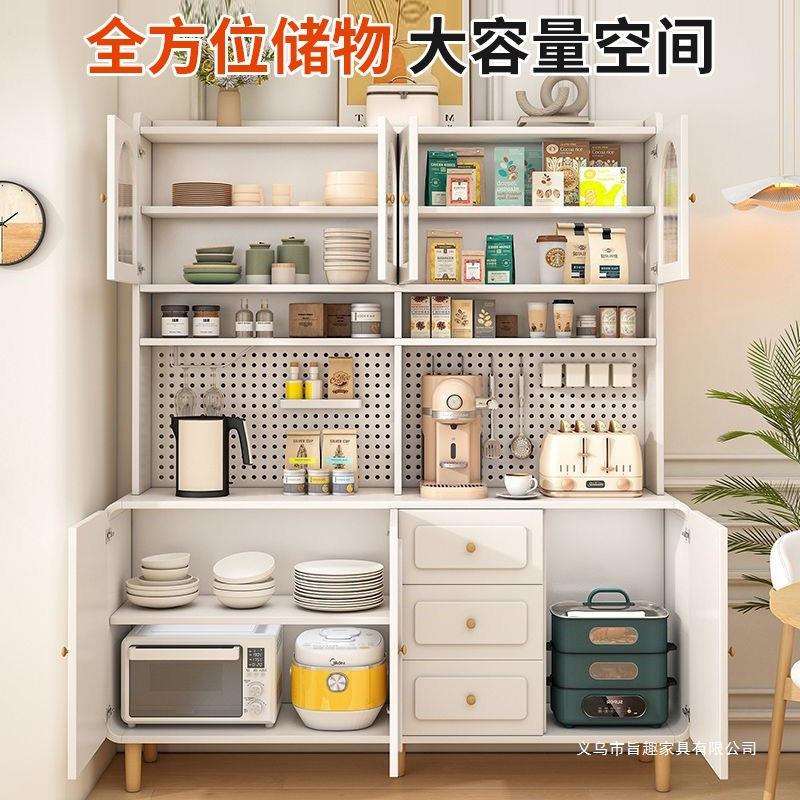 餐边柜靠墙一体奶油风简约原木储物柜厨房客餐厅多功能收纳置物柜