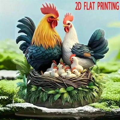 1PCS Crystal Chicken Family Desktop Decoration with Chicks a