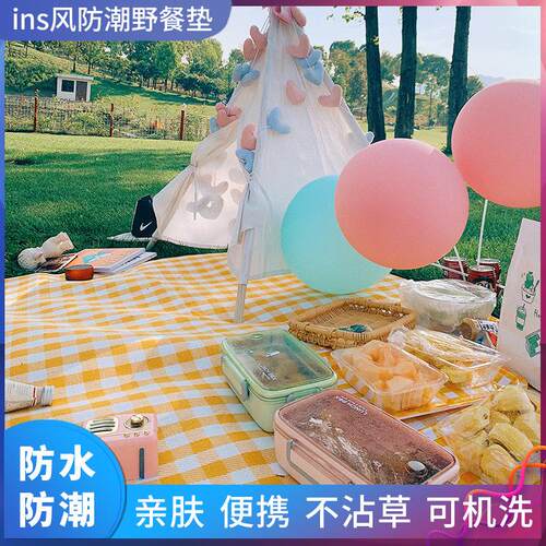 Picnic Blanket for Spring Outings, Moisture-Proof Cushion, O