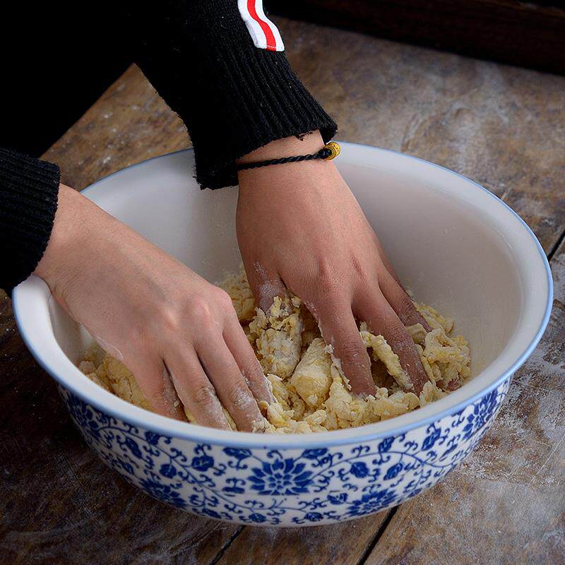 和面盆 青花瓷揉面盆老式陶瓷面盆 大号加厚发面盆家用厨房洗菜盆