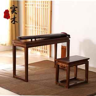 需定制新中式全实木古筝桌琴桌琴凳老榆木仿古国学桌禅意共鸣琴台
