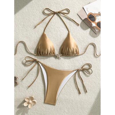 Bikini lace up swimsuit, women's beach swimsuit