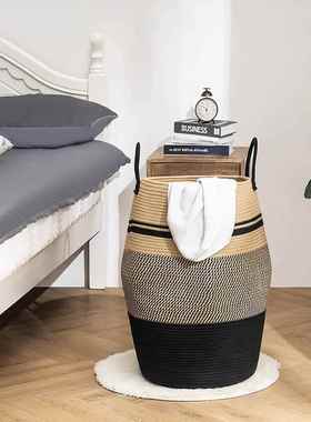 脏号衣篮脏衣篓收纳家居储收纳筐编织具置物篮大家用棉绳14110折