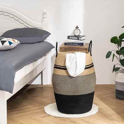 脏号衣篮脏衣篓收纳家居储收纳筐编织具置物篮大家用棉绳14110折