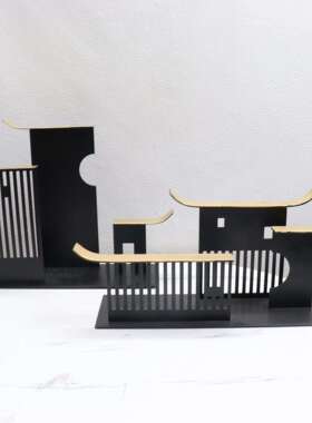 新中式创意合金摆件家居客厅书房办公桌博古架装饰品置物架摆设