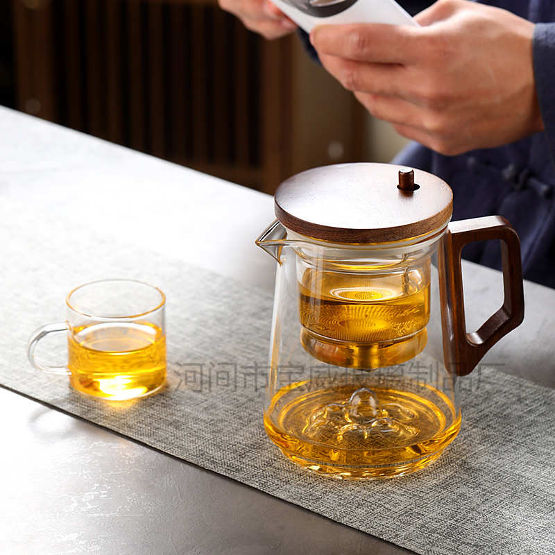 耐热玻璃泡茶壶新款家用按压式一键茶水分离滤茶耐高温飘逸杯茶壶