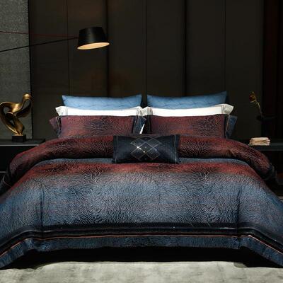 屿川优选丨140s全棉色织金丝提花长绒棉工艺款四件套轻奢床品套件