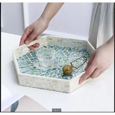 Hexagon Storage Tray Wooden Pallets Shell Decorative Plate