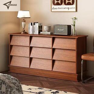 中古风实木九斗柜家用客厅落地卧室抽屉斗柜收纳储物靠墙轻奢高级