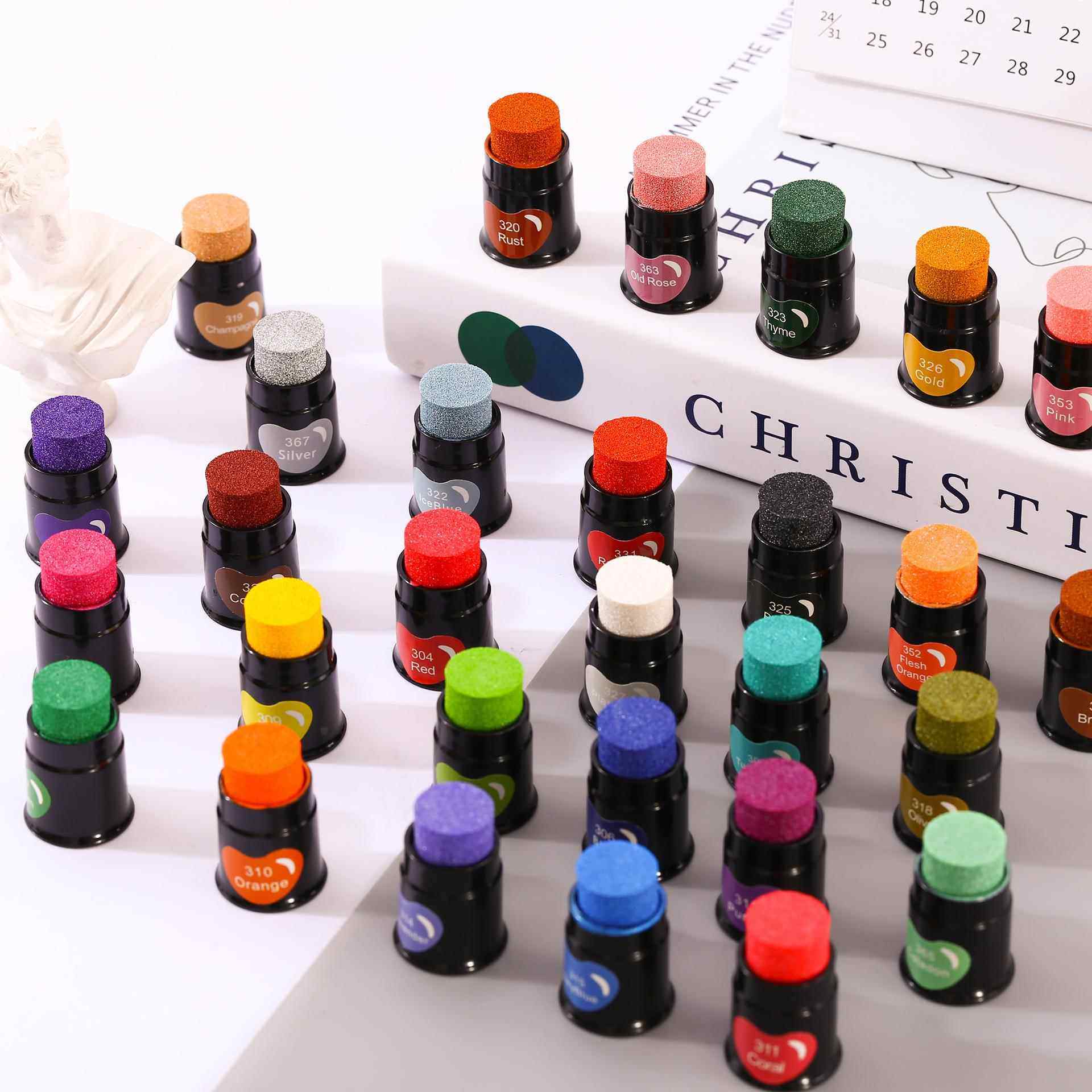 35色迷你DIY指套印台金属色系列 手帐指套印泥 可爱手指画印泥