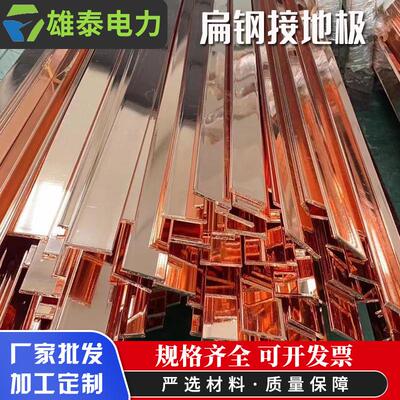 防雷避雷铜包钢接地棒 扁钢镀铜接地极 覆铜镀铜水平金属接地棒