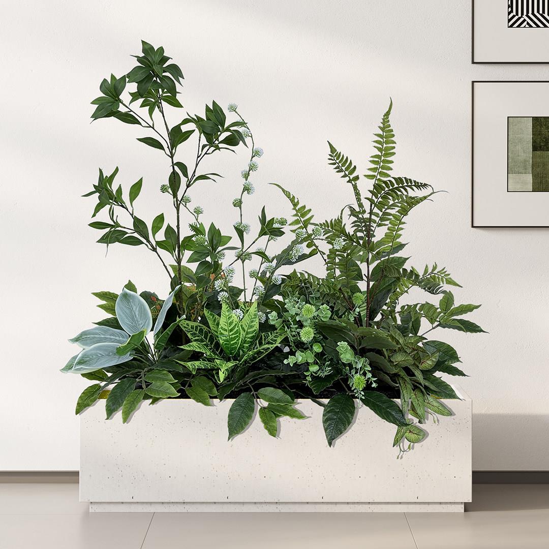 高端彷真绿色植物花槽花箱室内彷真花植物软装造景商场橱窗景观装