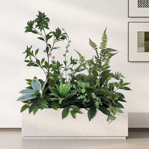 高端彷真绿色植物花槽花箱室内彷真花植物软装造景商场橱窗景观装