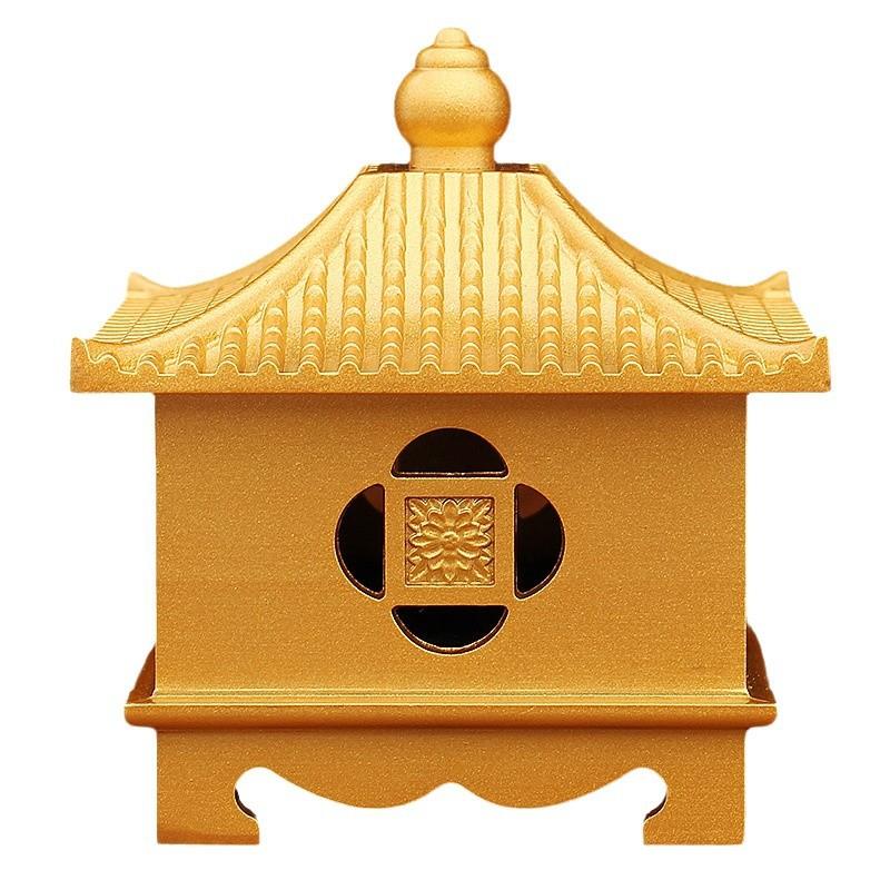 黄铜亭子香炉摆件家居书房装饰品中式创意香薰炉纯铜铜器盘香炉