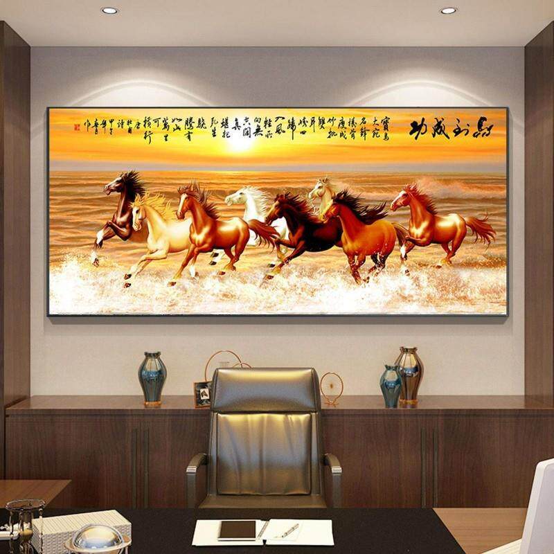 装饰画画万马奔腾八骏图墙壁客厅马到成功挂画画背景墙新款沙发画