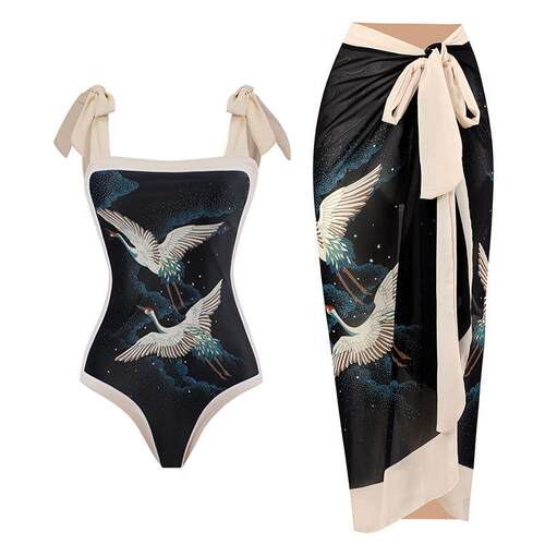 Two Piece Mesh Sarong Wraps Bathing Suits Womens High