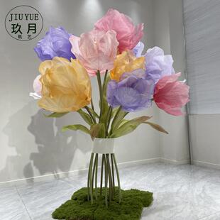 巨型纸艺花束大型婚庆纸花橱窗装饰商场美陈王红打卡舞台布置成品