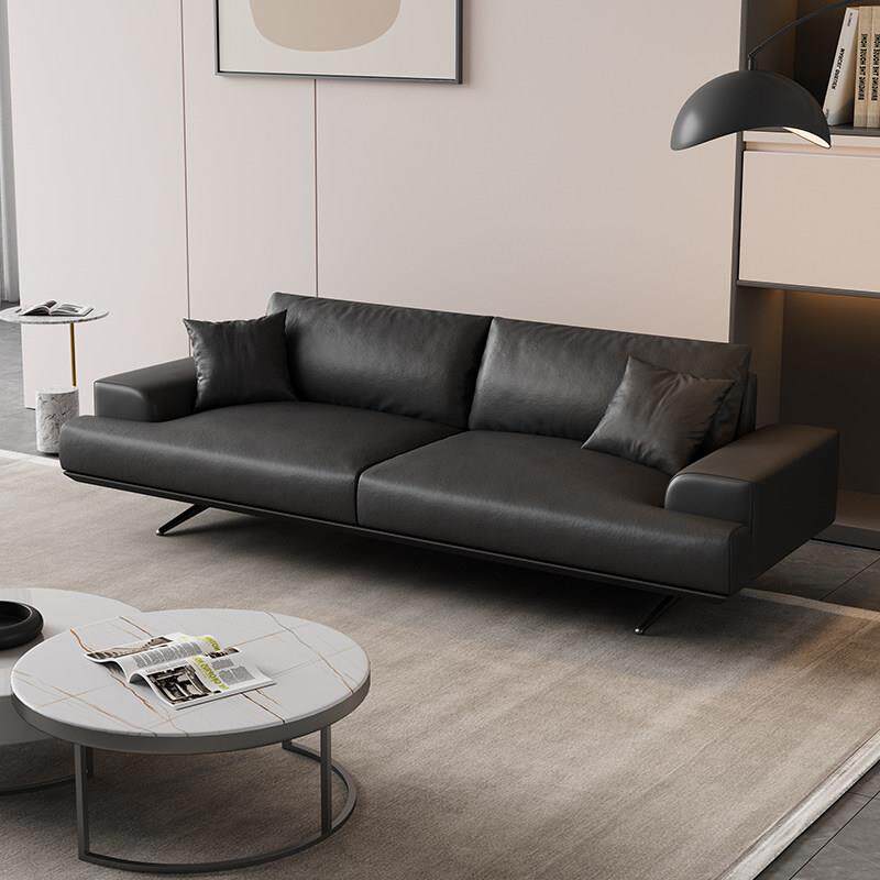 办公商务会客沙发三人位真皮直排沙发简约现代意式办公室接待沙发