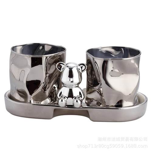 北欧轻奢玻璃漱口杯情侣刷牙杯子简约ins洗漱杯套装家用牙缸水杯