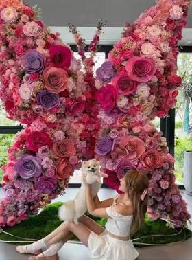 迎宾引流巨型鲜花蝴蝶大摆件婚礼活动店铺商场美陈列门头装饰道具