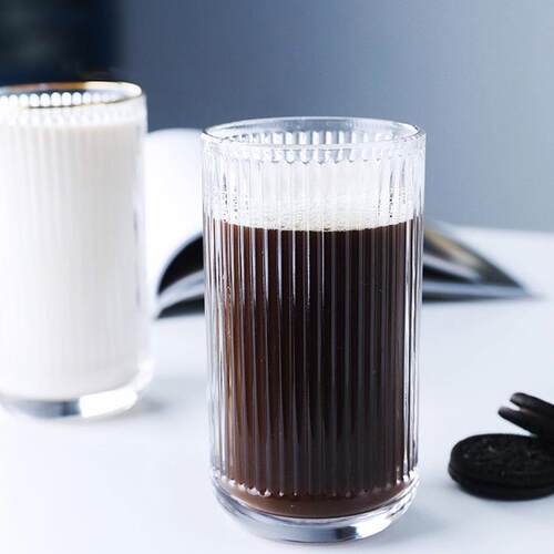 条纹直身杯竖条纹牛奶咖啡杯 烫金花纹金汤力杯莫吉托杯柯林长杯