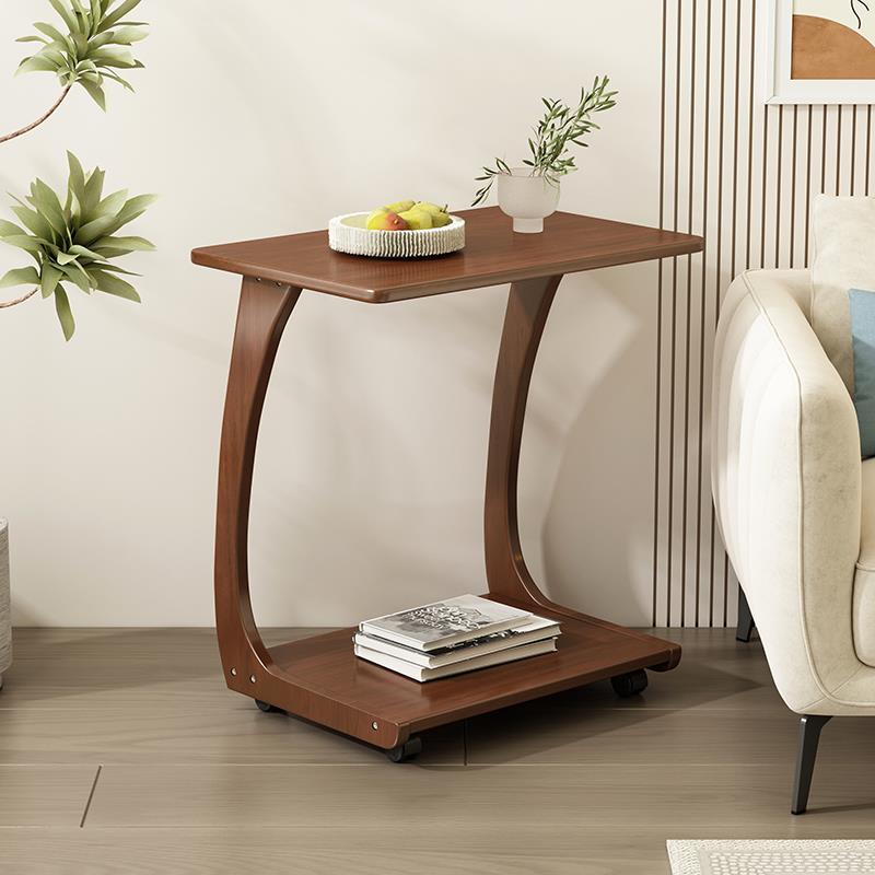 高档板实木沙发边柜北美橡侧柜带轮可移动小茶桌客厅木现简代约岩