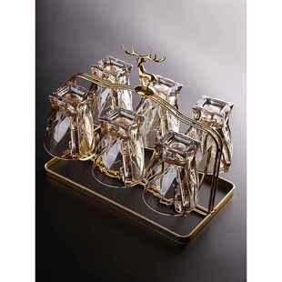 创意带把手玻璃杯子家用来客招待喝水耐热泡茶杯咖啡杯茶具托盘