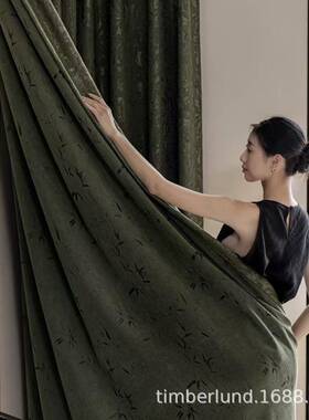 全遮帘光雪尼尔窗复古绿帘理遮阳绍兴柯桥春和锦明成品窗AB面提花