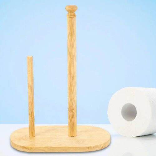 Paper Towel Bamboo Holder Stylish Farmhouse Roll Paper Rack
