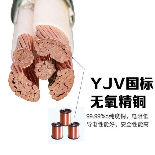 人民线缆国标纯铜芯电力电缆电线VV/YJV3*95+2*50平方5芯江西