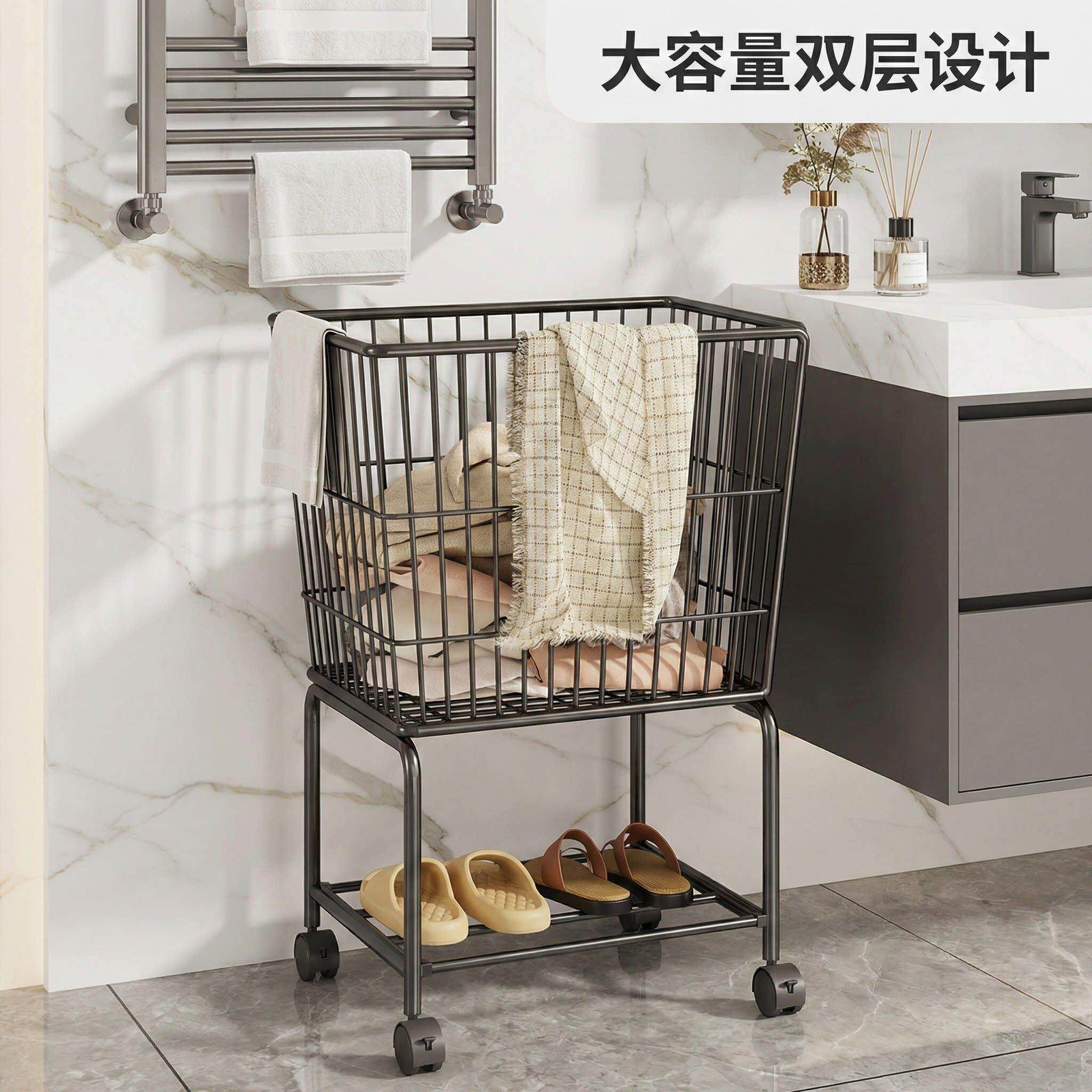 脏衣服收纳筐脏衣篓洗衣篮落地挂衣架多功能移动置物架子储物