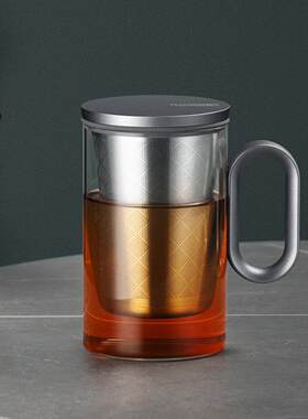 尚明玻璃泡茶杯男女办公室个人专用水杯大容量带盖子高档茶水分离