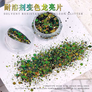 甲油胶用耐溶剂变色龙闪粉镭射金葱粉美甲幻彩纯色大亮片