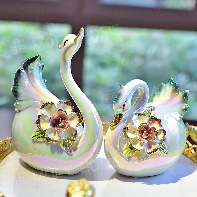 高档创意酒陶瓷天摆件家居饰品客厅婚电鹅视柜柜装饰品结礼物送新