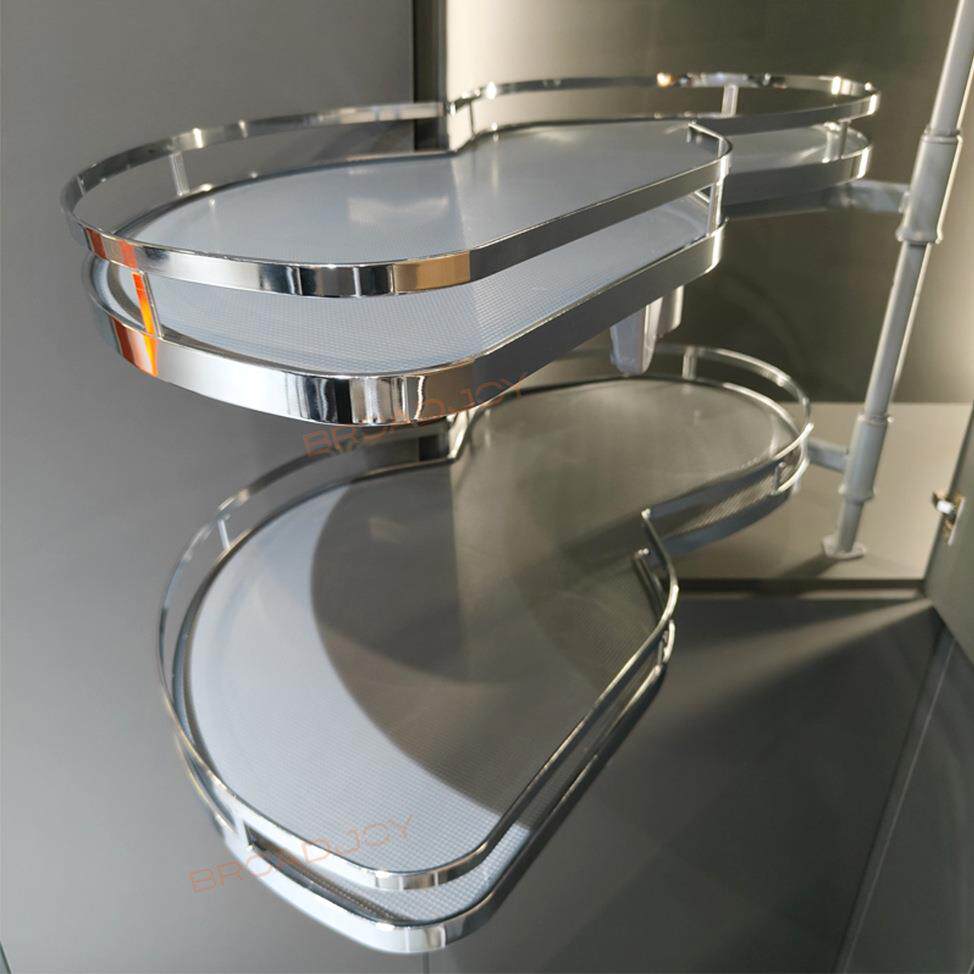 厨房橱柜转角飞碟拉篮双层锅碗收纳架拐角旋转小怪物厨房改造