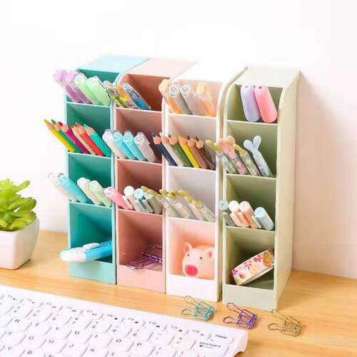 Nordic Color Slanted Desktop Organizer, Makeup Brush Holder,