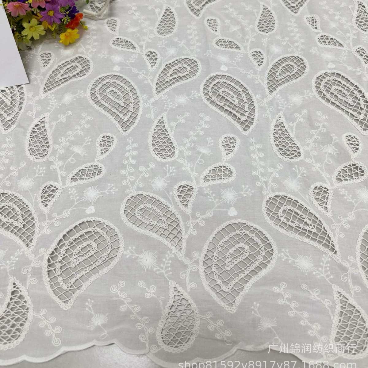 上新9088棉布镂空棉线刺绣花边面料秋冬辅料蕾丝刺绣彩色花边面料