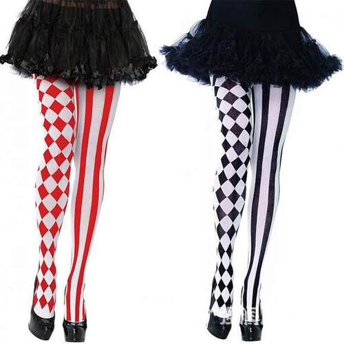 Womens Halloween Stockings Party Cosplay Striped Elastic Pan