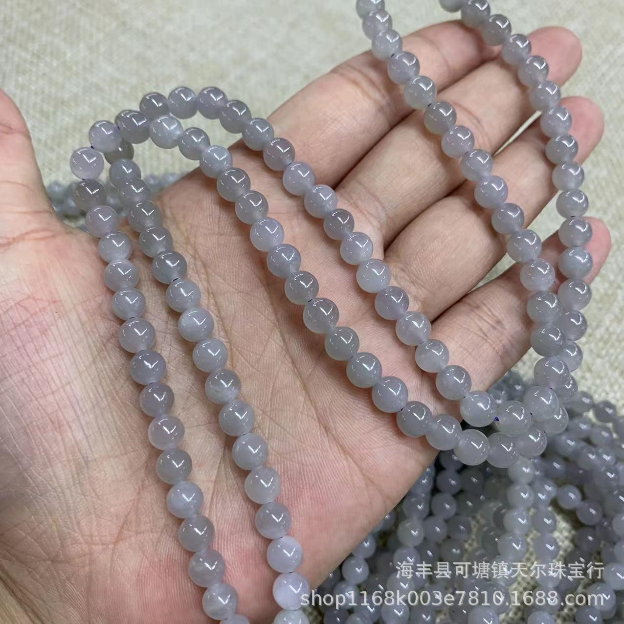 和田玉碧玉青海料烟紫108佛珠手串DIY小配件手链散珠玉石饰品