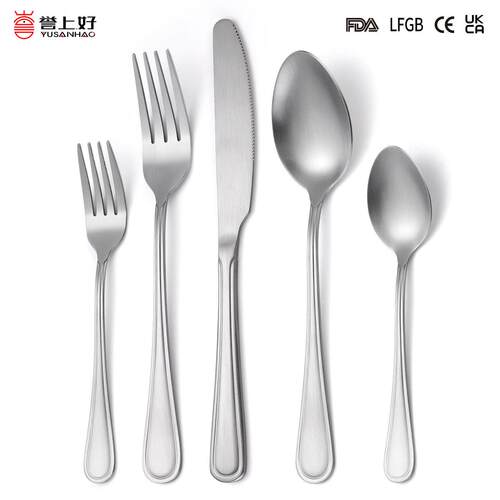 亚马逊哑光不锈钢餐具套装创意家用西餐牛排刀叉勺子甜品勺