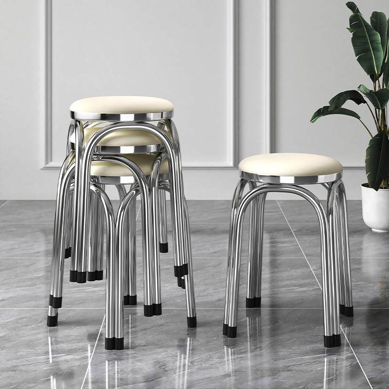 轻奢加厚不锈钢凳子可叠放凳子餐厅椅子家用现代简约圆凳矮凳板凳,住宅家具,矮凳,淘宝优惠券,粉丝福利购,淘宝优惠卷