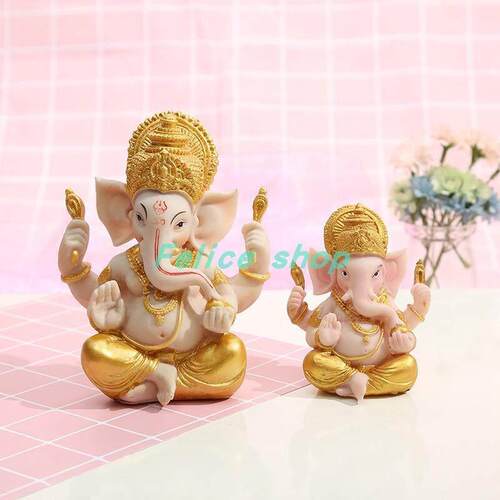 Gold Lord Ganesha Buddha Statue Elephant God Sculptures Gane