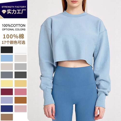 Sweater Womens Casual Solid Korean Style Long Sleeve Cropped