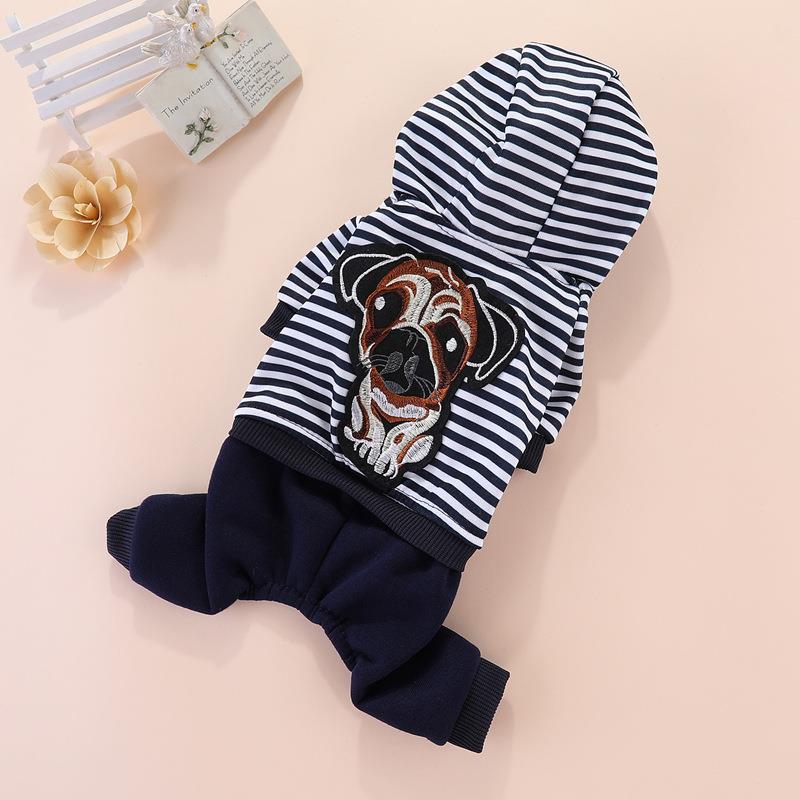 秋冬新款四腿衣刺绣抓绒保暖狗狗衣服宠物猫咪衣服用品泰迪服饰